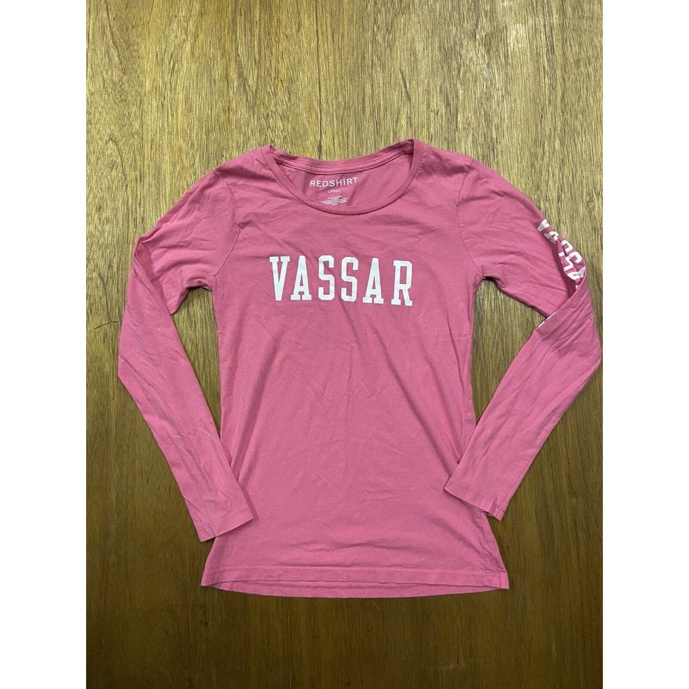 Redshirt Vassar College Women's Pink Graphic Long Sleeve Tee Large